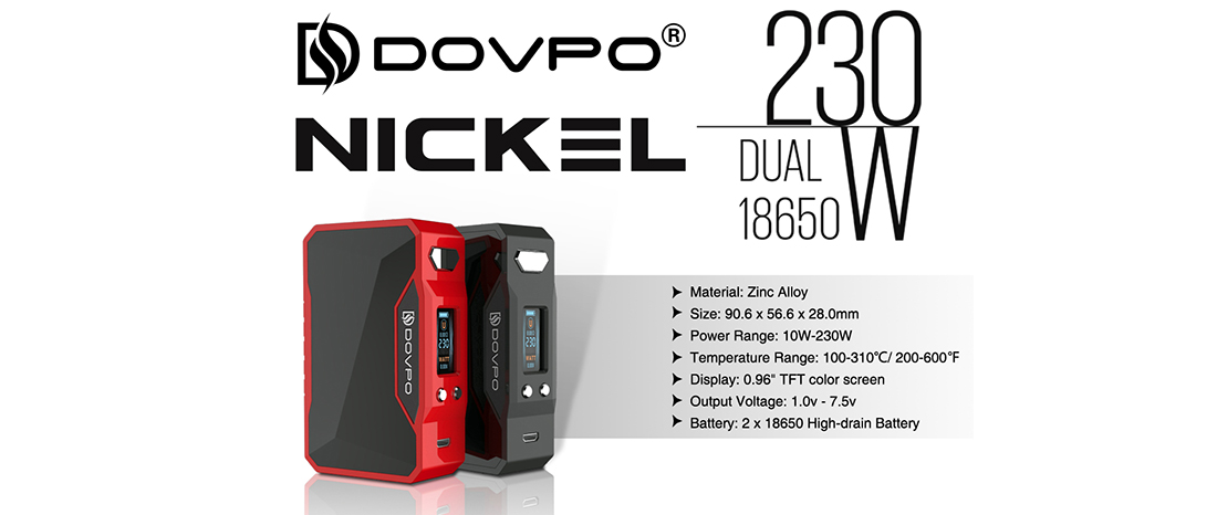 Dovpo Nickel 230W Box Mod Parameters