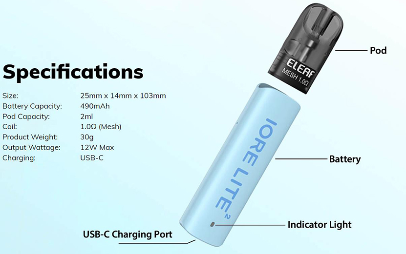 Eleaf IORE Lite 2 Kit Specifications