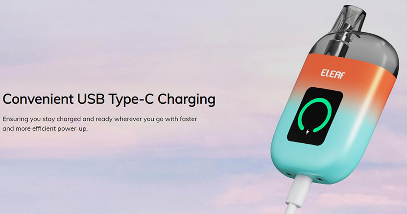 Eleaf IORE Pebble ECO Kit USB Type C Charging