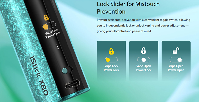 Eleaf iStick X80 Kit and Eleaf iStick XC100 Kit Lock Slider