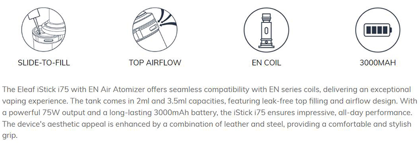 Eleaf iStick i75 with EN Air Kit Features