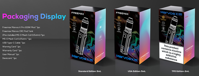 Freemax Marvos X Pro 100W Kit Packing List