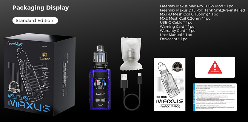 Freemax Maxus Max Pro 168W Kit Package List