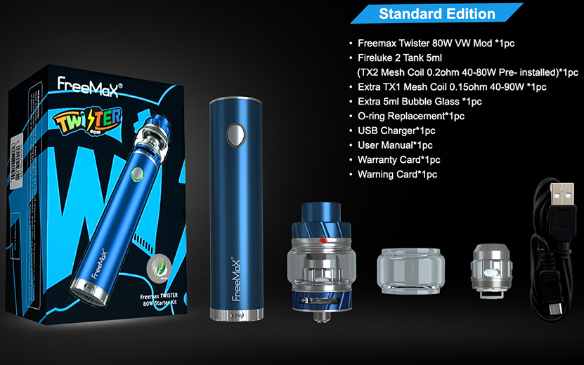 Freemax Twister Kit Metal Edition Includes