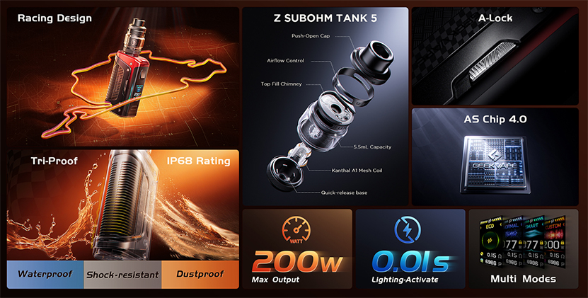 GeekVape Aegis Legend 5 Kit with Z Subohm Tank 5 Features