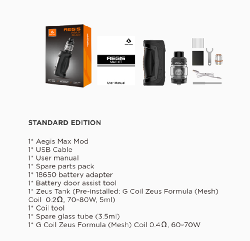 GeekVape Aegis Max Kit Package