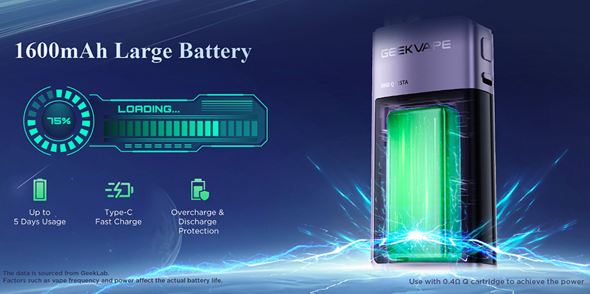 GeekVape Digi Q Vista Kit Battery Capacity