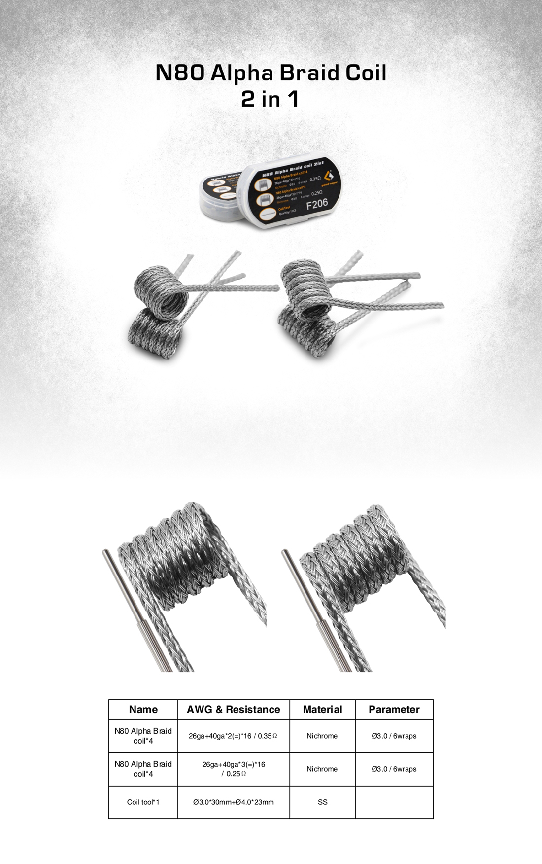 Geekvape F206 N80 Alpha Braid coil 2in1
