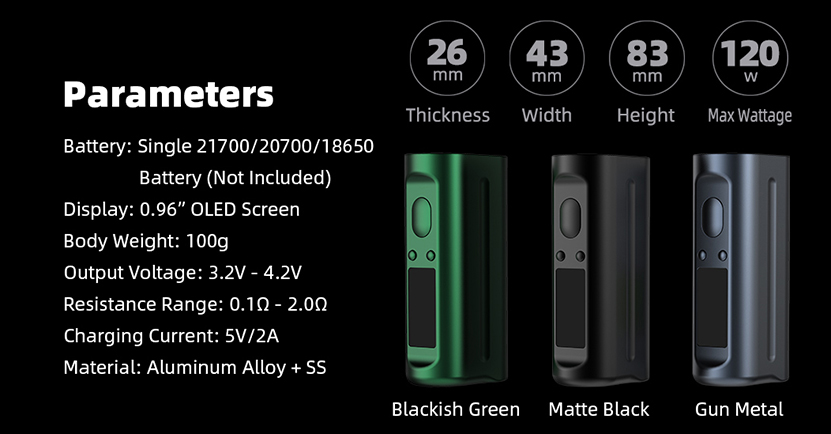 Hellvape Arez 120W Mod parameter