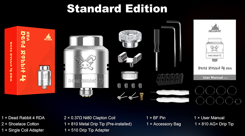 Hellvape Dead Rabbit 4 RDA Standard Edition Package List