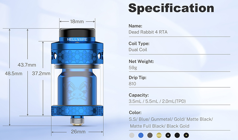 Hellvape Dead Rabbit 4 RTA Specifications