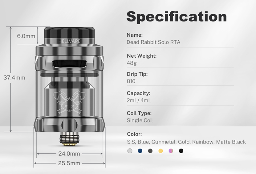 Hellvape Dead Rabbit Solo RTA Specification