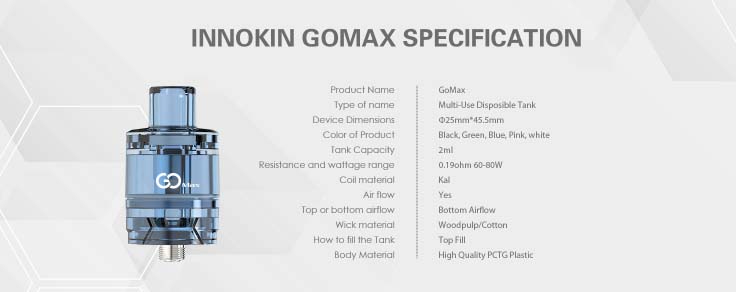 Innokin Go Max Disposable Tank Specification