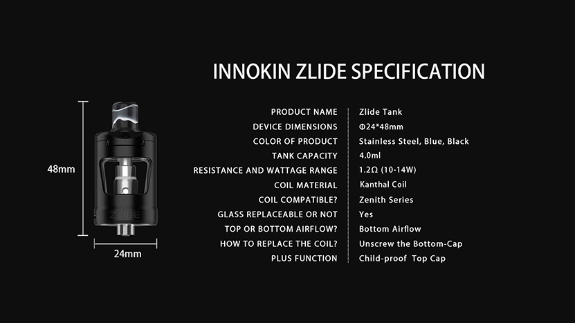 Innokin Zlide Tank Specifications