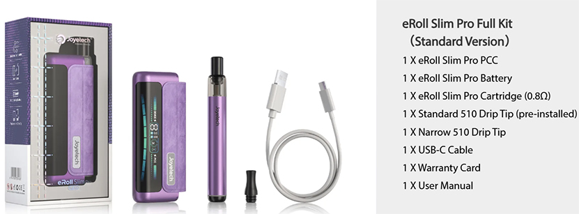 Joyetech eRoll Slim Pro Kit with PCC Box Package
