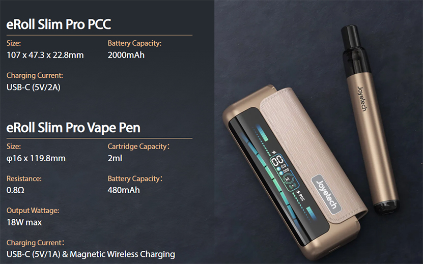 Joyetech eRoll Slim Pro Kit with PCC Box Specification