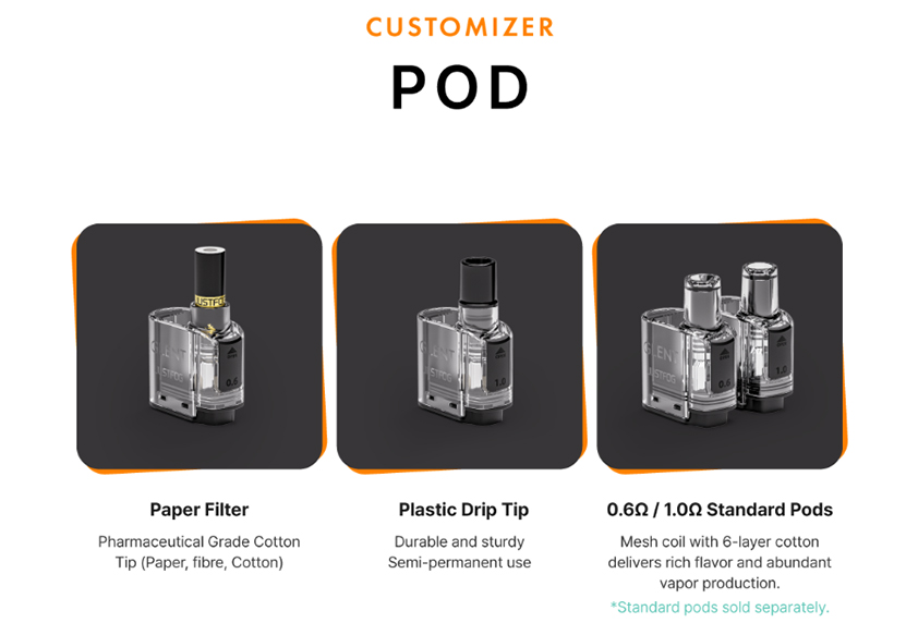 Justfog Glent Pro Kit Compatible Drip Tip and Filters