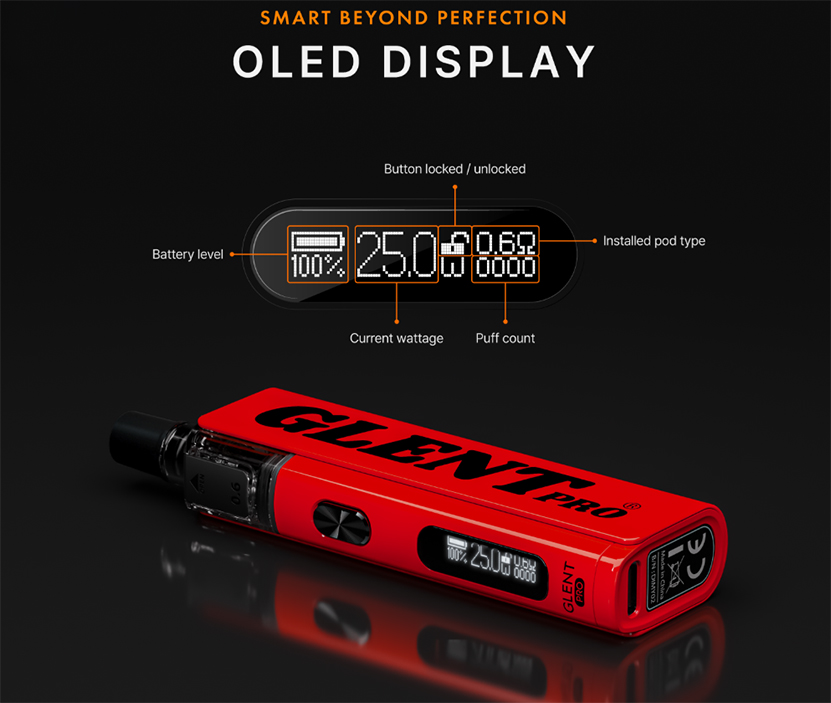 Justfog Glent Pro Kit OLED Display