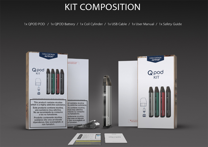 Justfog Qpod Kit composition