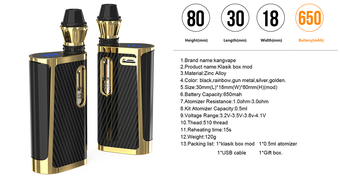 Kangvape Klasik Mod Kit Parameters