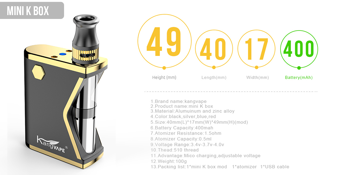 Kangvape Mini K Box Kit Parameters