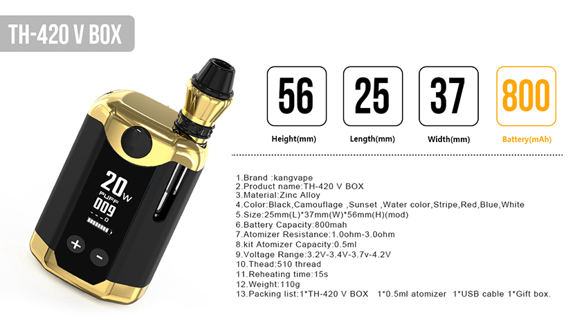 Kangvape TH-420 V BOX Kit specification