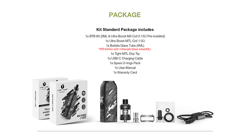 Lost Vape BTB TC Mod Kit Package