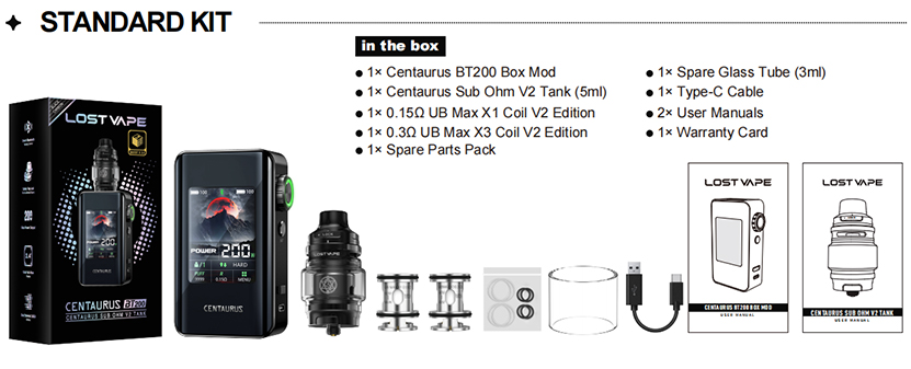 Lost Vape Centaurus BT200 Kit Package