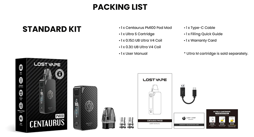 Lost Vape Centaurus PM100 Kit Package
