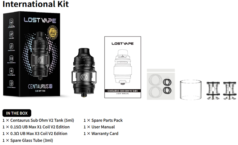 Lost Vape Centaurus Sub Ohm V2 Tank Package