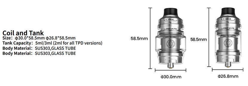 Lost Vape Centaurus Sub Ohm V2 Tank Specs