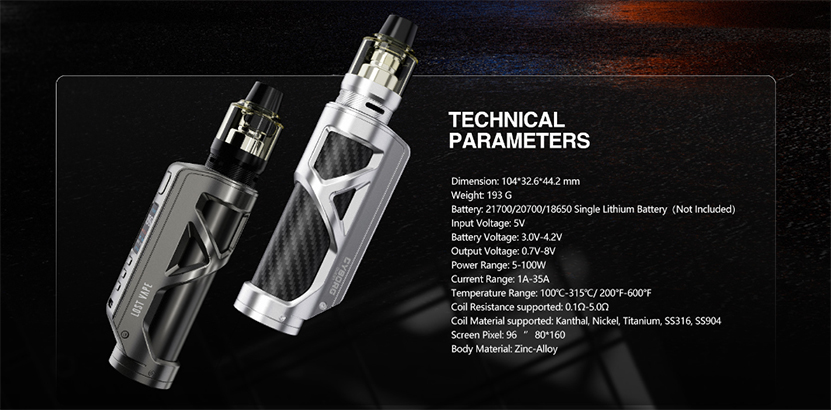 Lost Vape Cyborg 100W Mod Parameter