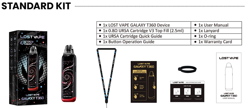 Lost Vape Galaxy T360 Kit Package