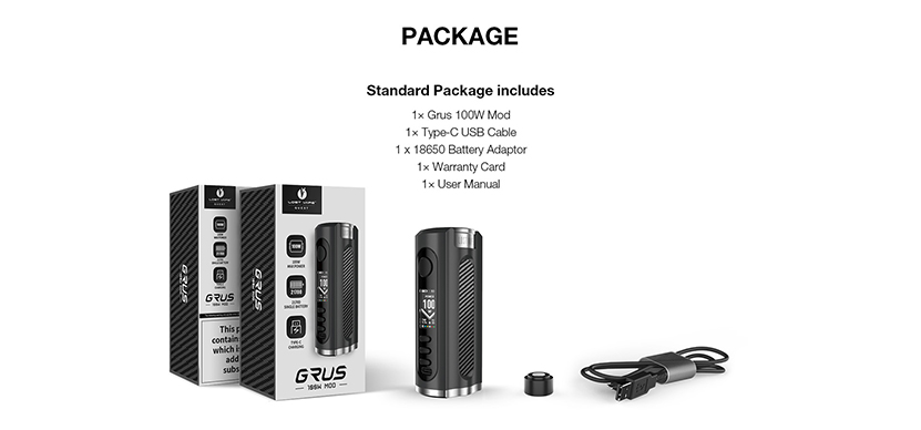 Lost Vape Grus 100W Mod Package