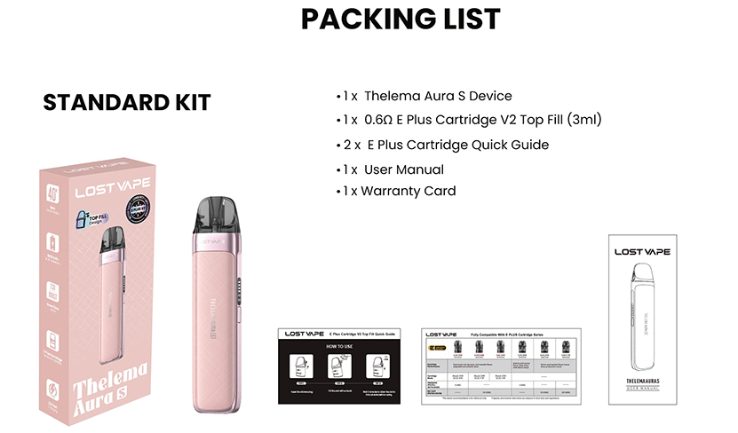 Lost Vape Thelema Aura S Kit Packing List
