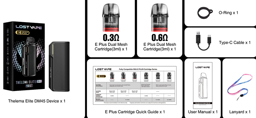 Lost Vape Thelema Elite DM45 Kit Packing List
