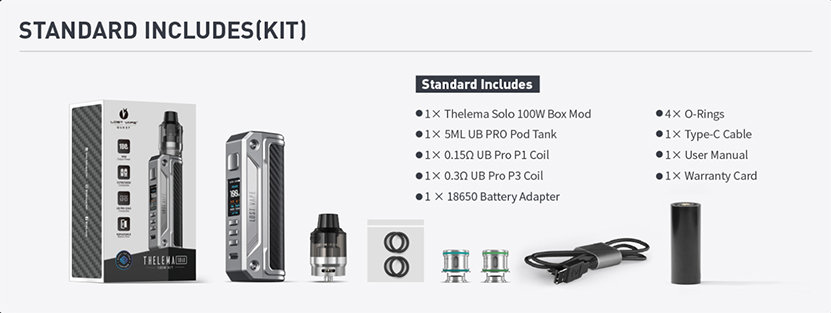 Lost Vape Thelema Solo 100W Kit Package