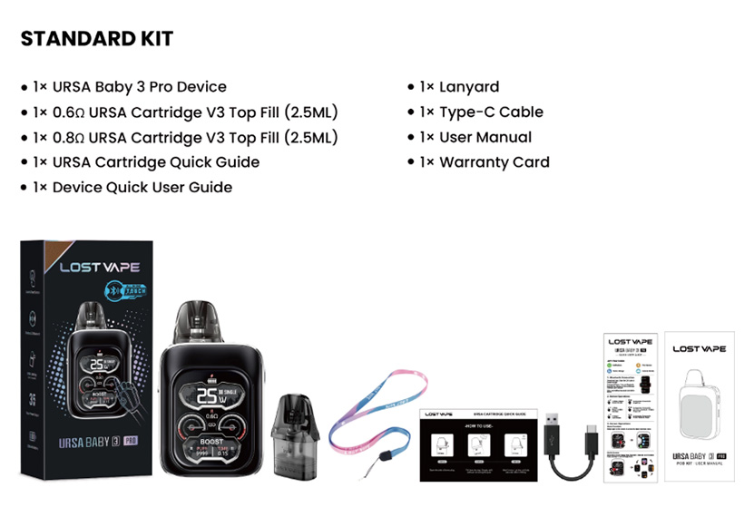 Lost Vape Ursa Baby 3 Pro Kit Package