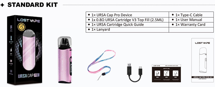 Lost Vape Ursa Cap Pro Kit Packing List
