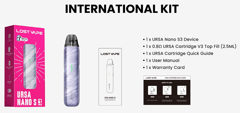 Lost Vape Ursa Nano S3 Kit Package