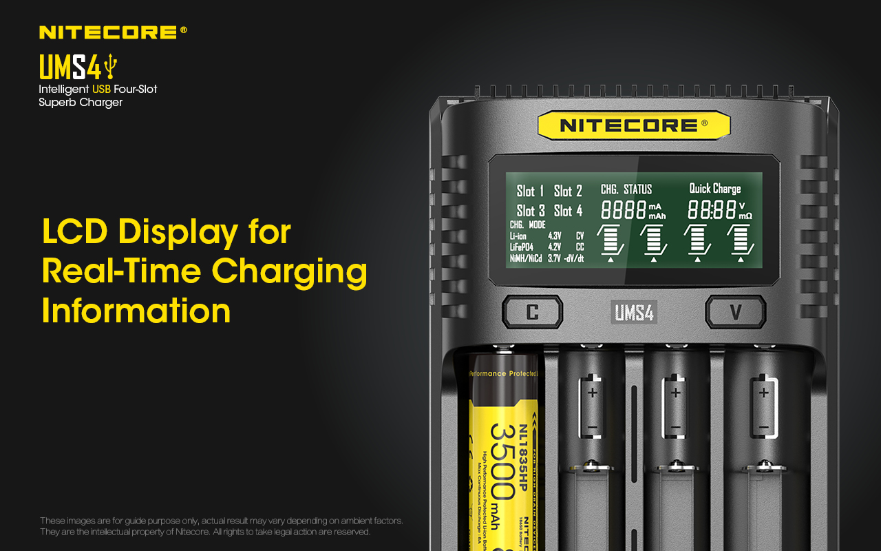 Nitecore UMS4 Charger LCD Display