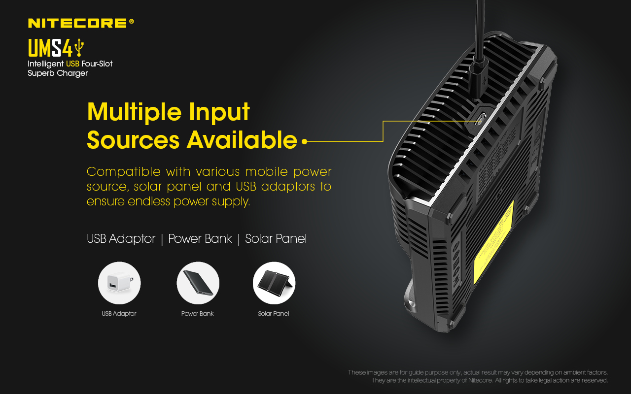 Nitecore UMS4 Charger Multiple Input