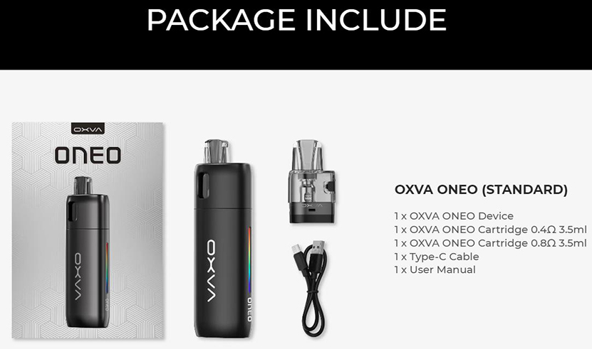 OXVA Oneo Pod Kit Packing List