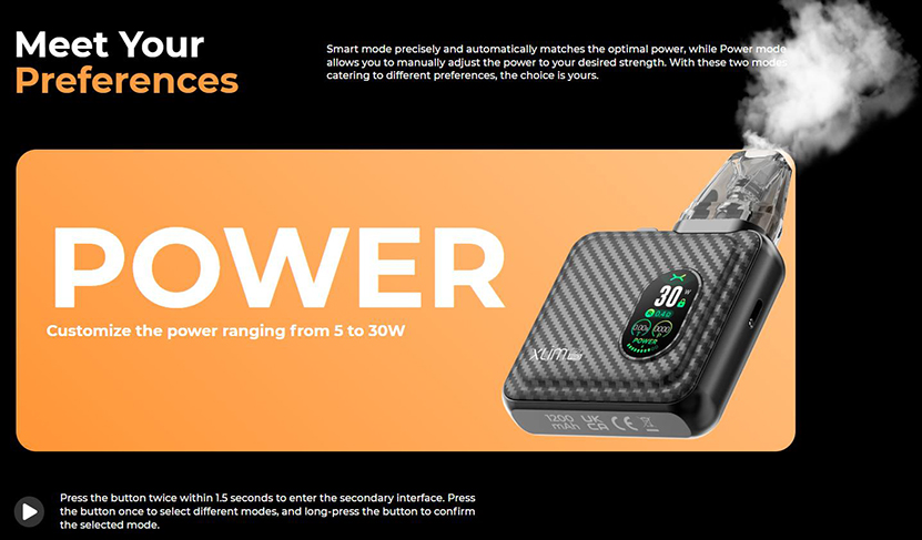 OXVA Xlim SQ Pro Kit Power Mode