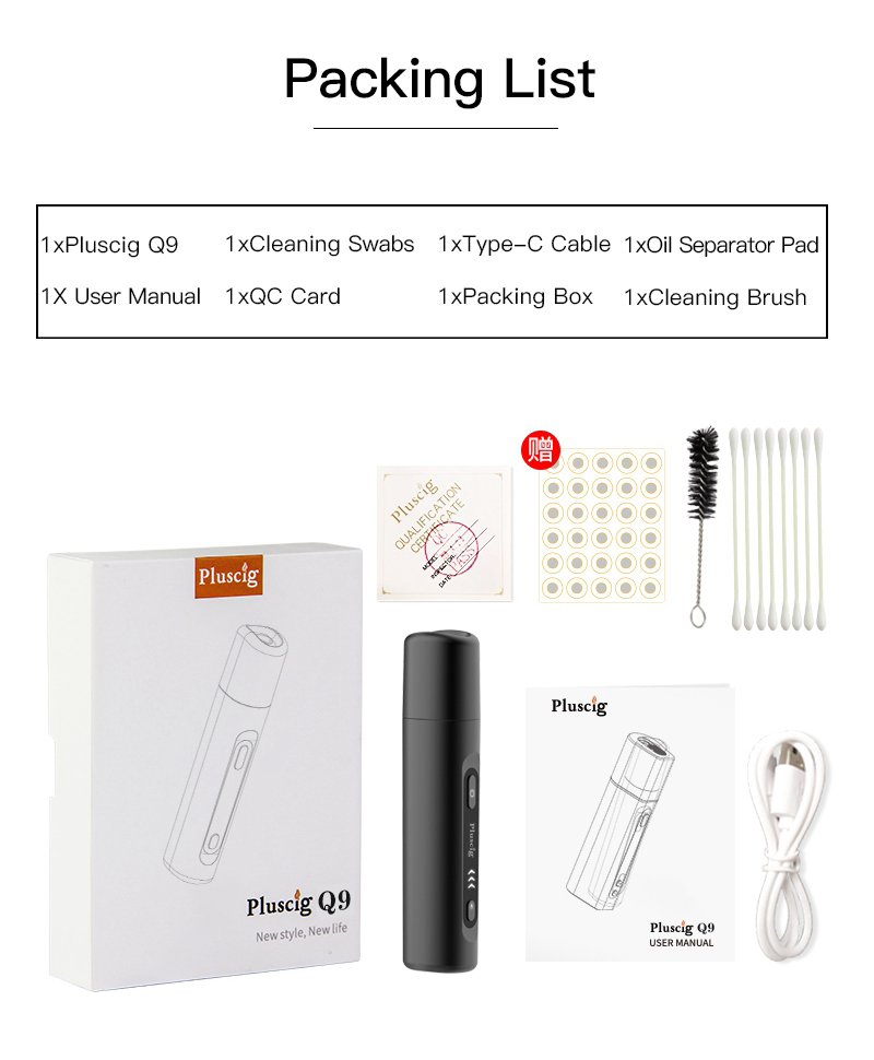 Pluscig Q9 Kit Packing List