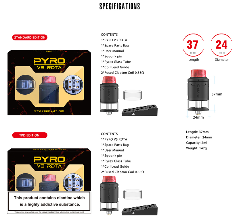 Pyro V3 RDTA Specification