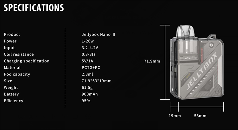 Rincoe Jellybox Nano 2 Kit Specification