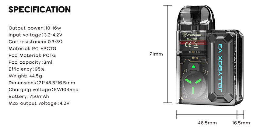 Rincoe Jellybox V3 Kit Specification