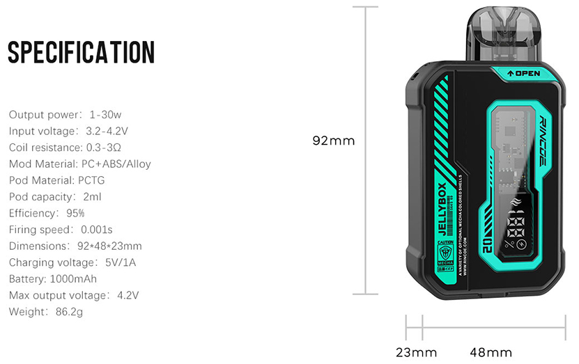 Rincoe Jellybox XS 2 Kit Specifications