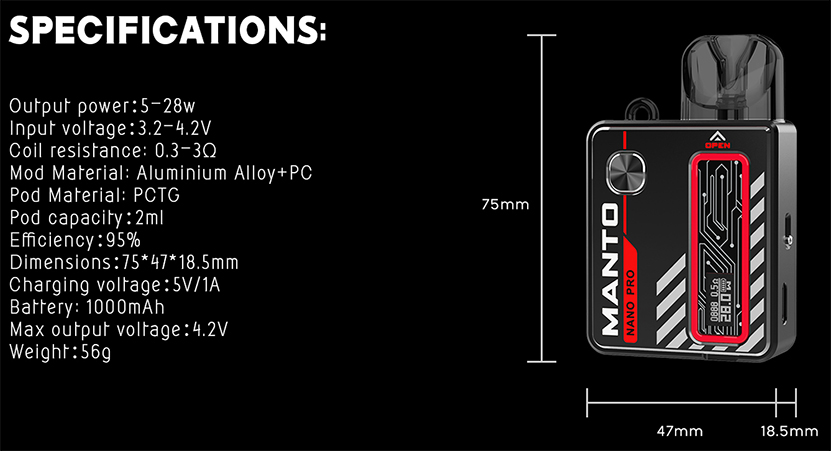 Rincoe Manto Nano Pro Kit Specifications